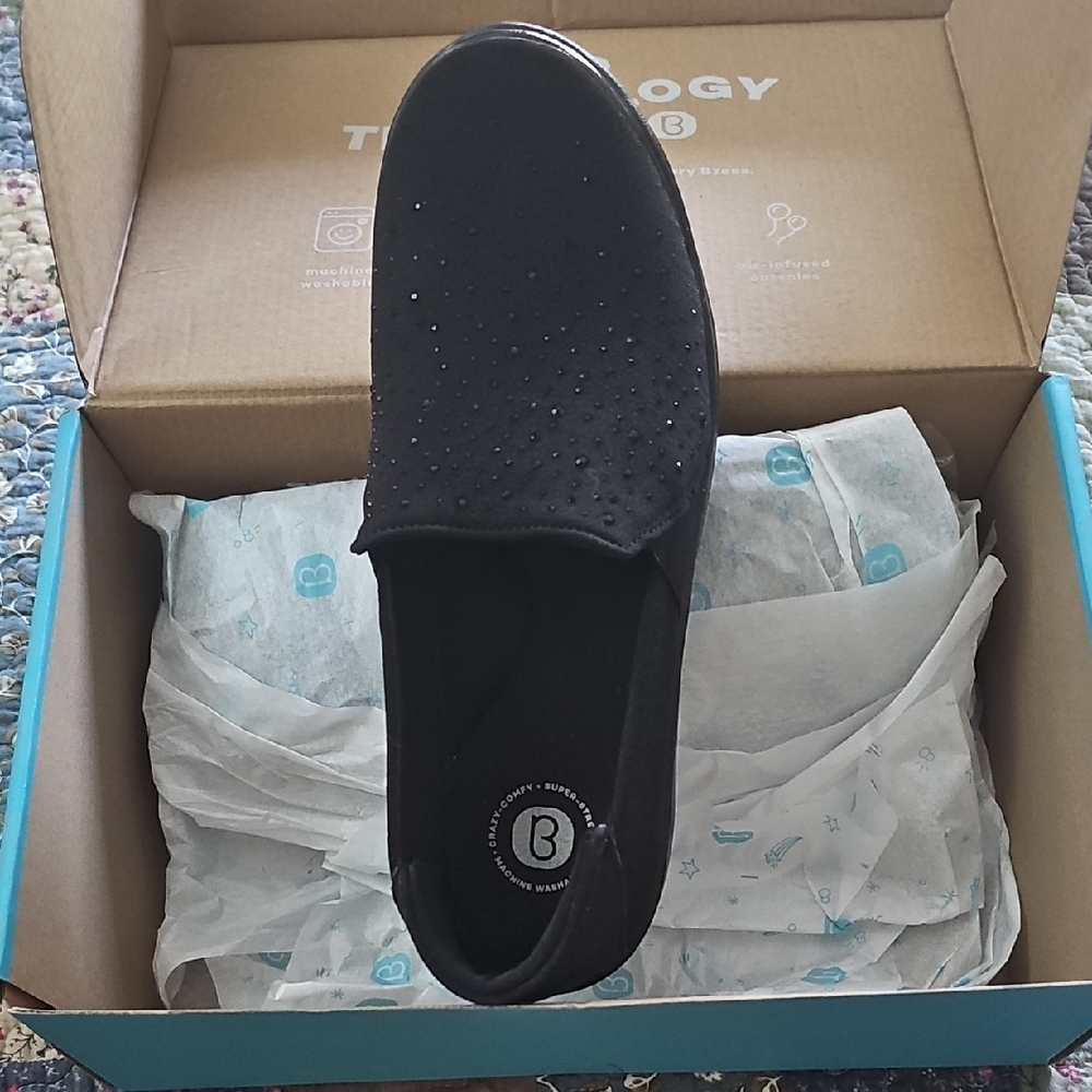 Bzees Black Slip-On Shoes